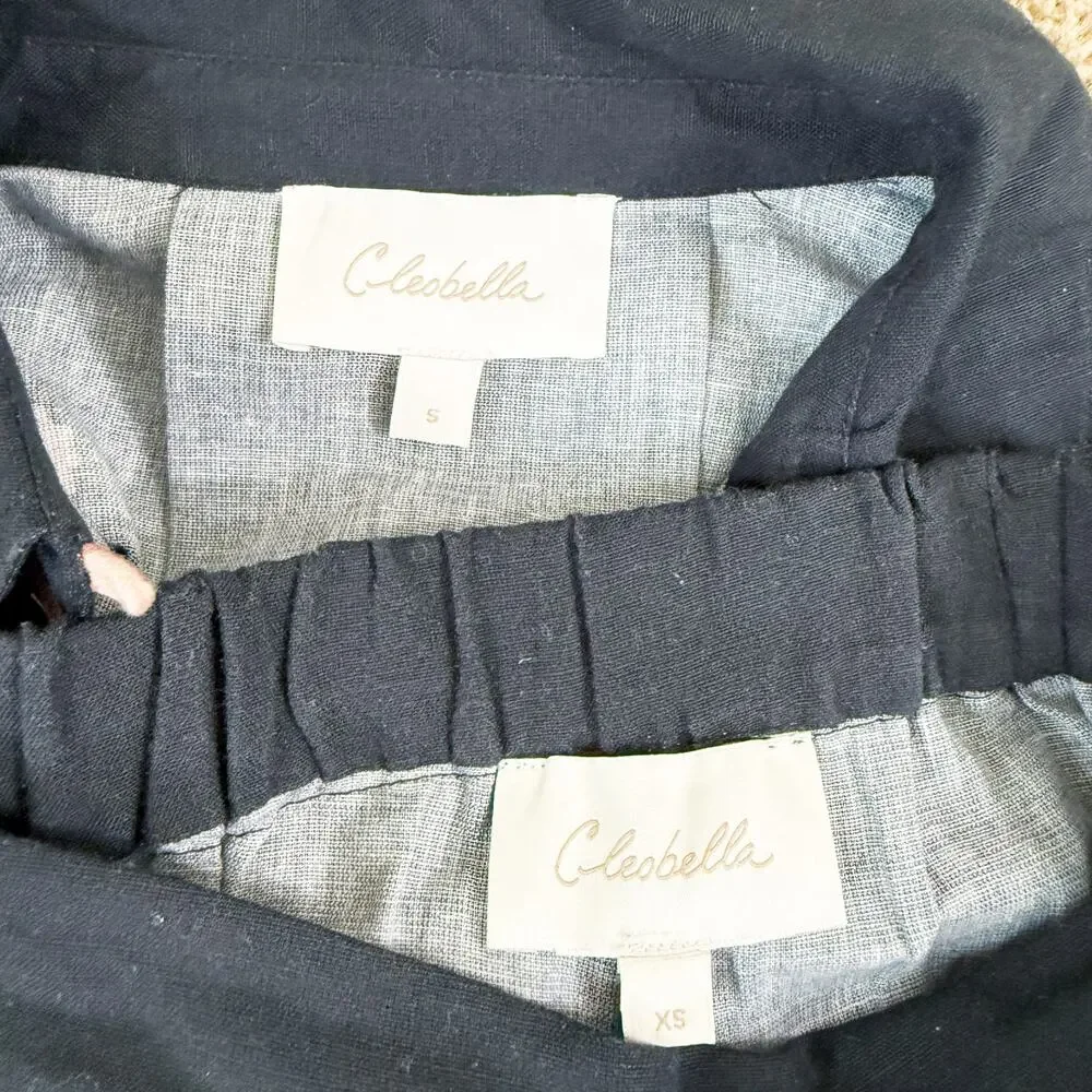 Cleobella Black/Tan Short Sleeve Top & Wide Leg Pants Coordinating Set XS/Small - Picture 10 of 12